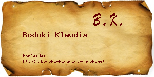 Bodoki Klaudia névjegykártya